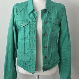 Women's Teal Denim Jacket - Classic Button Front